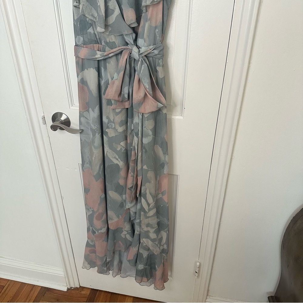 Show Me Your Mumu Jess Ruffle Midi Wrap Ruffle Dress Floral Sage Cocktail Small - Picture 9 of 13